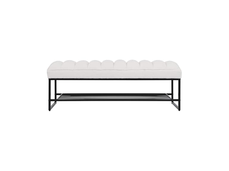 SPOFLYINN Modern Tufted Bench with Metal Shelf