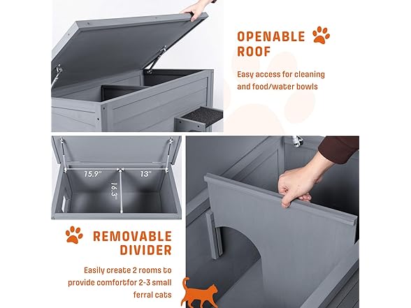 BRIOPAWS Grey Heated Outdoor Cat House- Grey