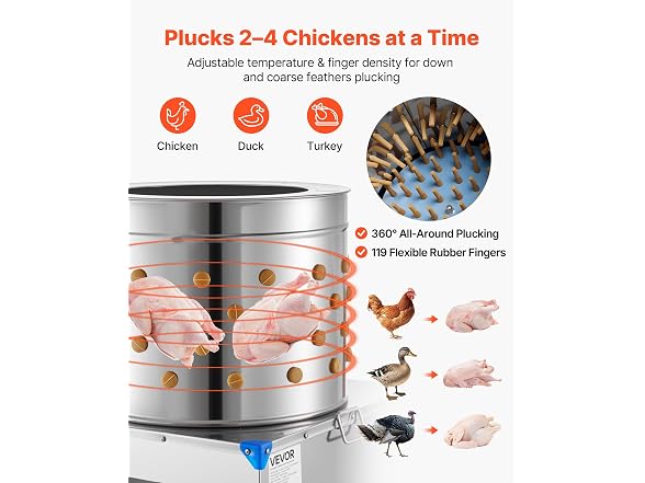 VEVOR Chicken Poultry Plucker 2200W