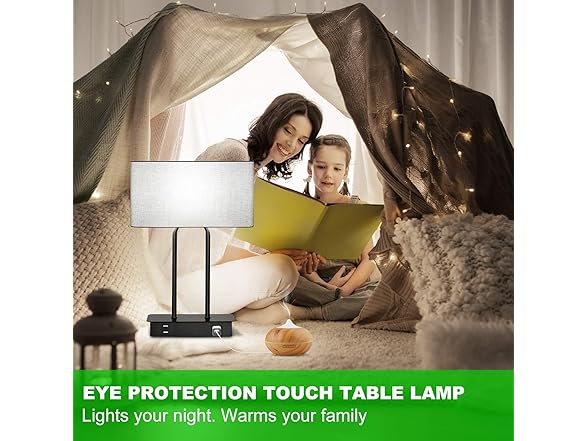 Lakumu Bedside Touch Control Table Lamp Gray