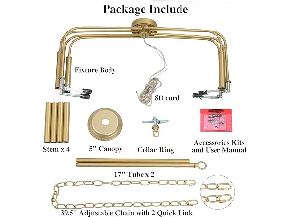 KSANA Gold Chandelier, Modern Light Fixture