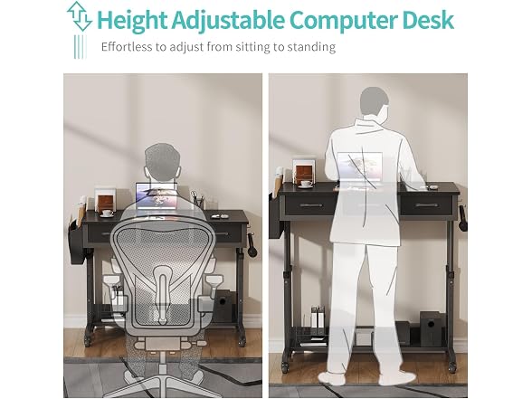WINAZ Rolling Standing Desk Adjustable
