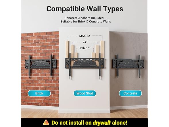 BONTEC Heavy Duty Fixed TV Wall Mount