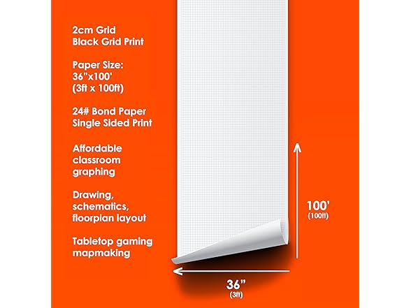 Geyer 2cm Graph Paper Roll 36"x100'