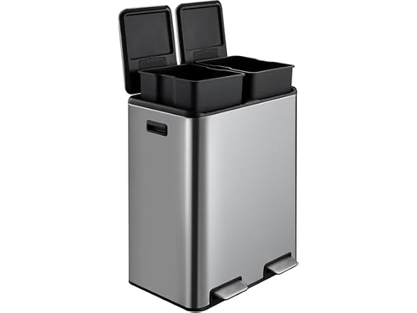 MOVECOM 16 Gallon Dual Compartment Kitchen Trash Can
