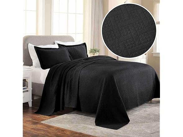 Superior Cotton Lightweight Bedspread Set, Basketweave Matelass