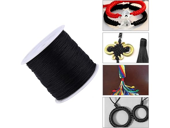 Nylon Chinese Knot Cord 100M x 0.8mm Black - Gallery 9