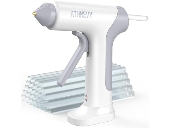 Athnevy FA0401 Cordless Hot Glue Gun White White