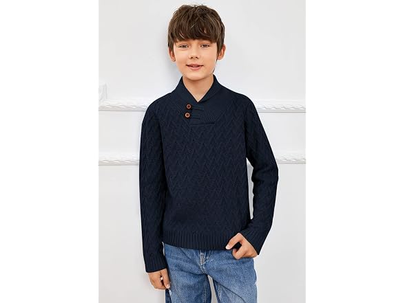 Teurkia Boys (7-8 Years) Shawl Collar Pullover Top