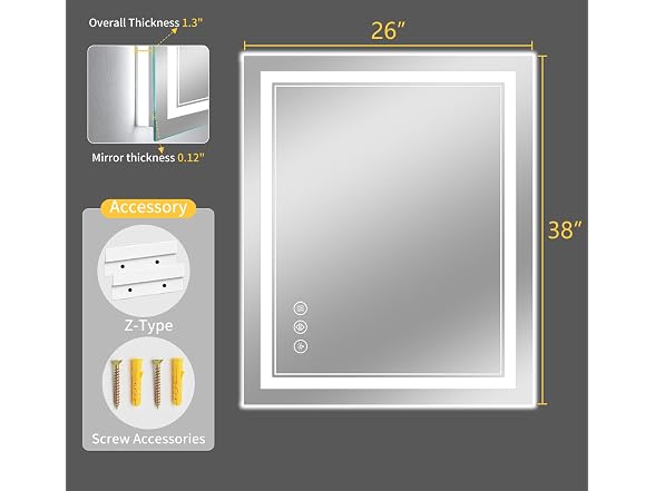 WISSMIELS Anti-Fog LED Bathroom Mirror