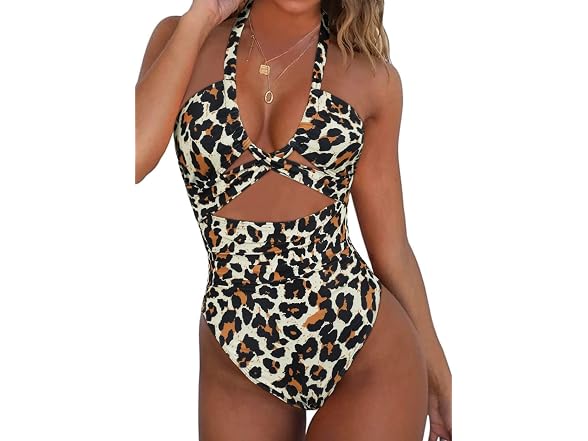 Hilor Girls (18) Swimwear Plunge V Neck Swimsuit