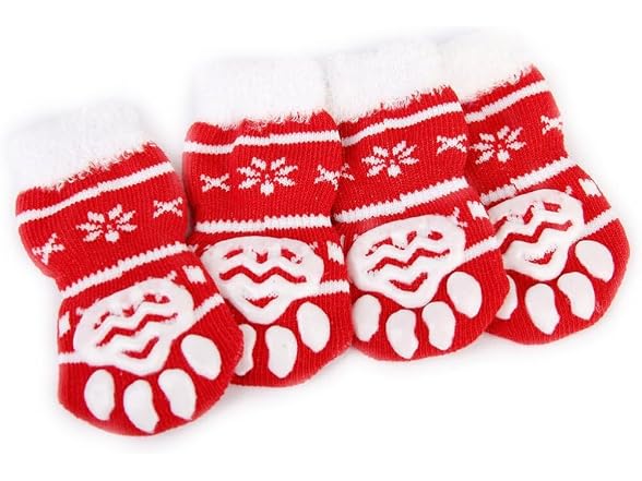 TEHAUX Christmas Dog Socks Non-Slip Warm Cot