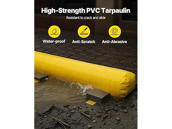 VEVOR Flood Barrier, 12 ft Length x 12 in Height