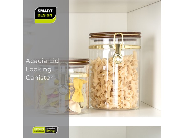 Smart Design Glass & Acacia Canister