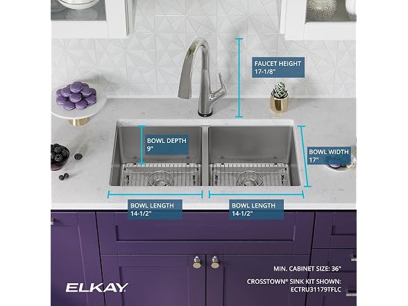 Elkay Crosstown 18 Gauge SS 31" Sink Kit w Filtered Faucet