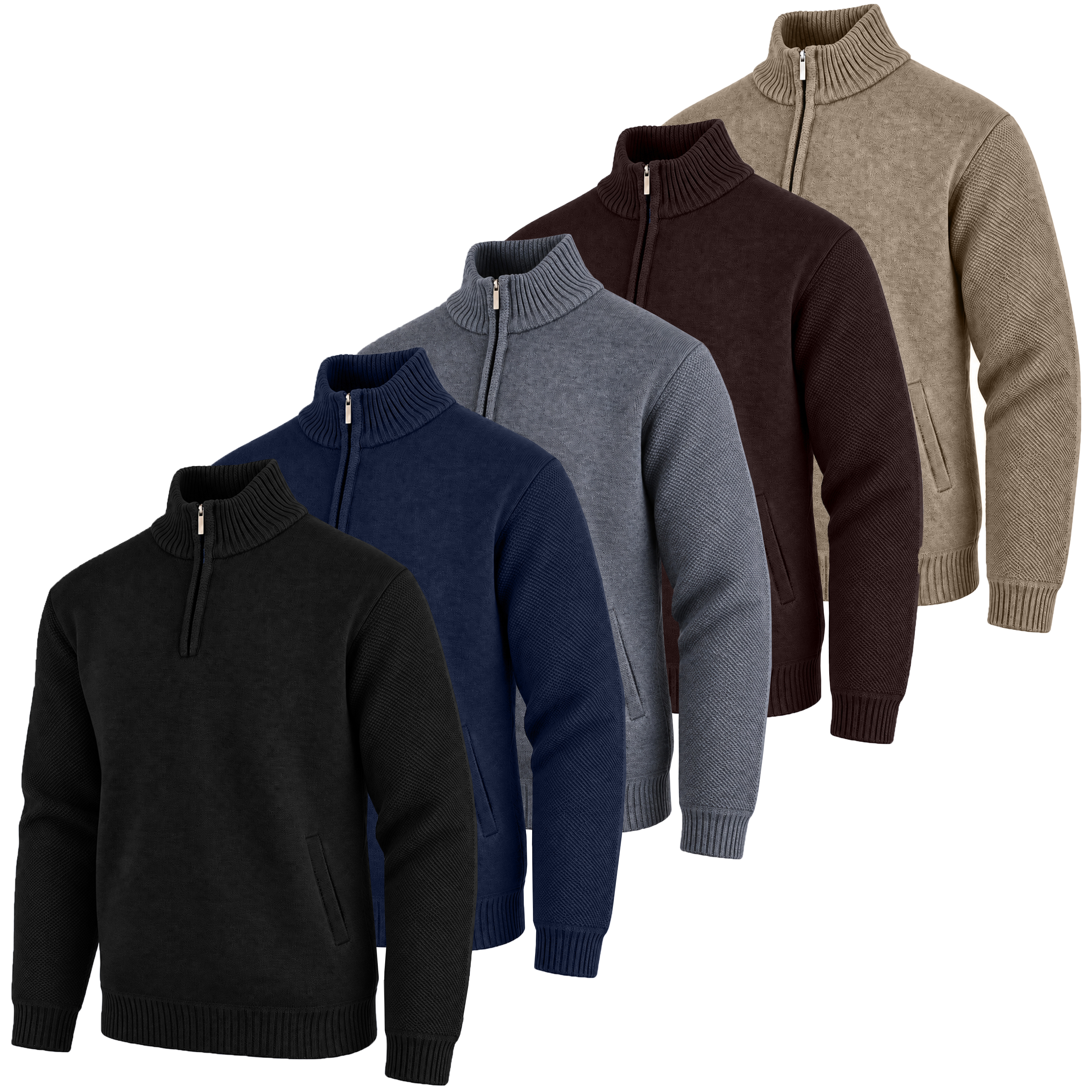 3Pk Mens Fleece Quarter Zip Sweaters - Gallery 17