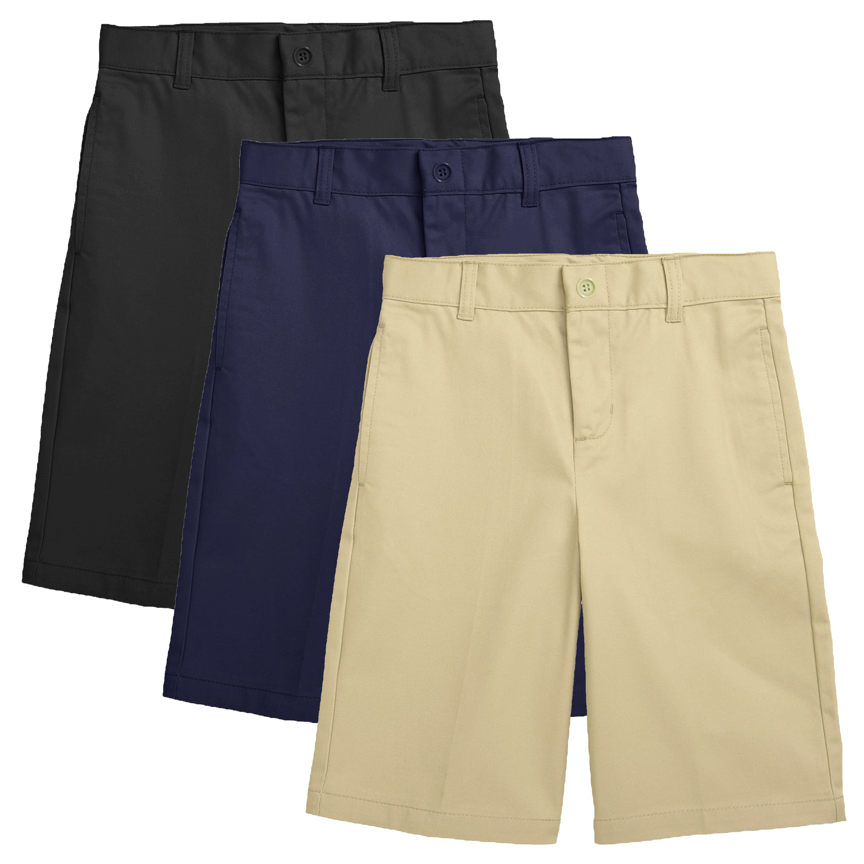 3PK Mens Flat Front Uniform Shorts - Gallery 6