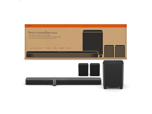 Amazon Fire TV 5.1 Soundbar Plus, Subwoofer & Surround Speakers