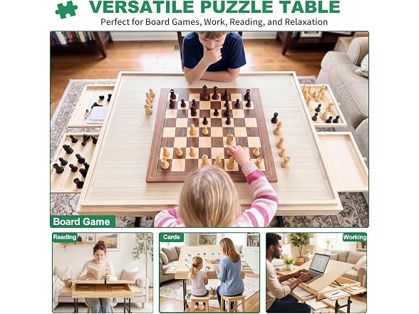 QDKGH Puzzle Table with Drawers