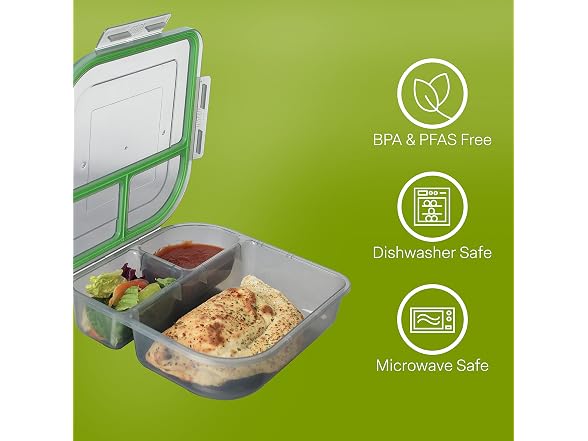 MyGo Container Small To-Go 3-Compartment Food Container