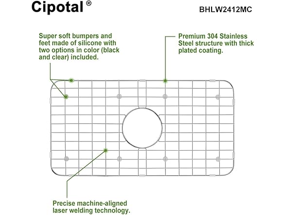24.1 in. x 12.6 in. Centre Drain Sink Protector