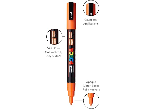 POSCA? PC-3M Paint Markers, Reversible Fine Tip, Orange