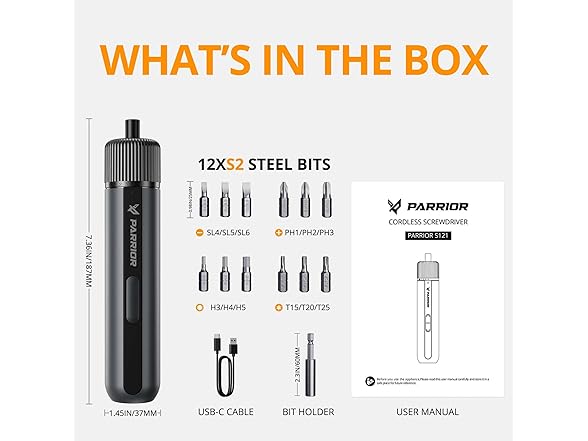 PARRIOR S12S 4V Cordless Screwdriver Set