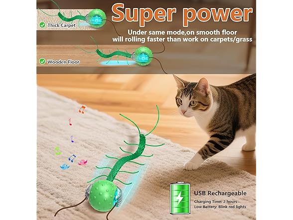 Interactive Cat Toy Ball w/ Motion & Sound