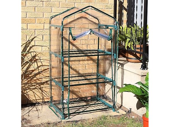 Sunnydaze Outdoor Portable 3-Tier Mini Greenhouse