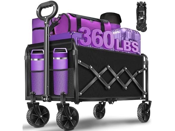 Wagon Cart Foldable,360Lbs Collapsible