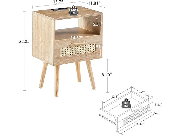 LKJYBG 15.75" Rattan Night Stand