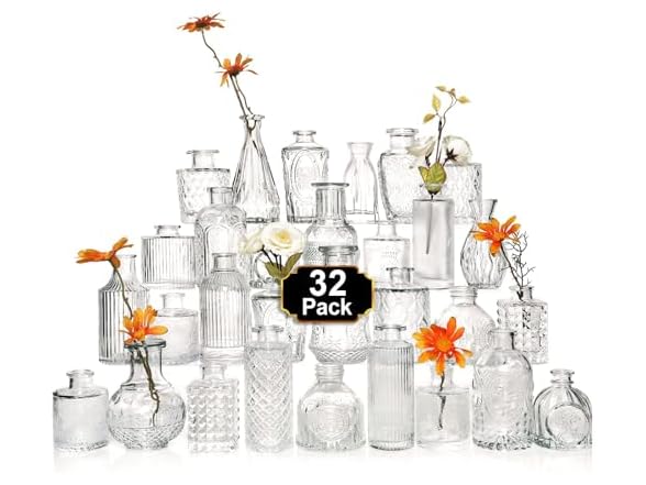 Arme 32 piece clear bud vases