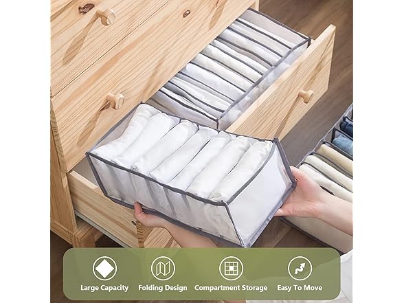 TOOVREN Wardrobe Clothes Organizer, 4PCS, Gray