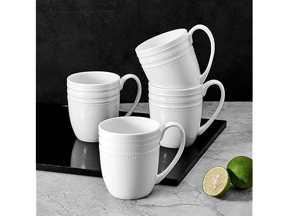 Mikasa Kamryn Bone China Lightweight Set of 4 Mugs, 13.5 Ounce