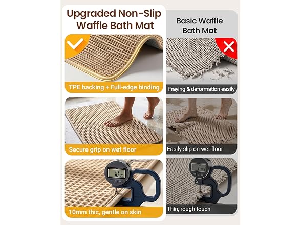 Furicher Non Slip Waffle Bath Mat