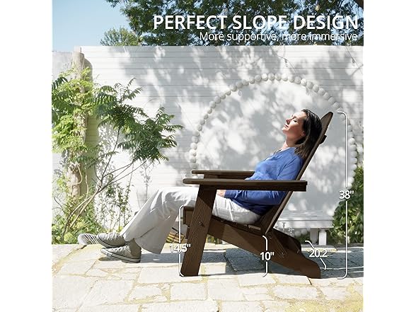 Dark Brown Folding Adirondack Chair Set of 4