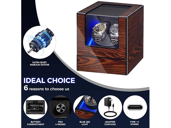 BEWISHOME Automatic Double Watch Winder