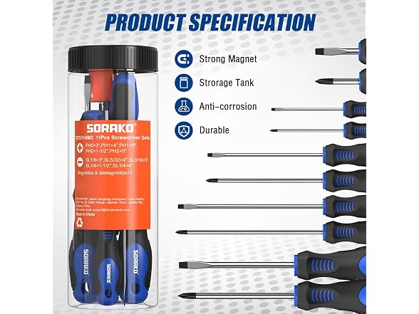 SORAKO 11-Piece Magnetic Screwdriver