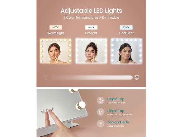 SONGMICS Vanity Makeup Mirror with Lights Matte White
