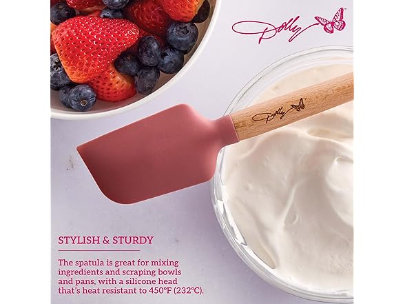 Dolly Parton Mini Spatula and Rolling Pin Set, 2 Piece, Blush