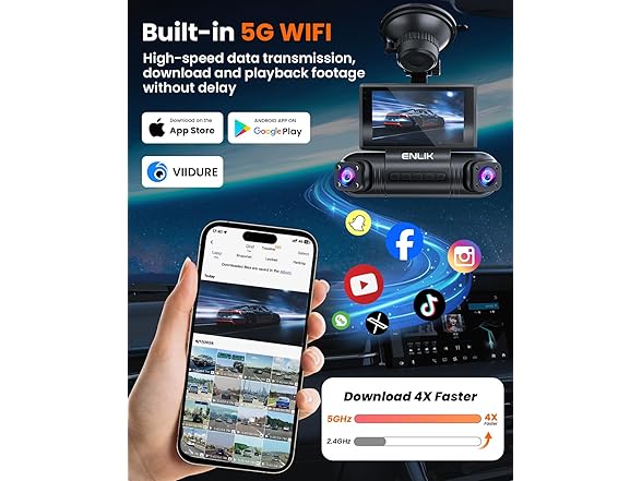 ENLIK Dash Cam Front and Rear