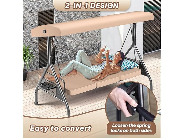 ZZW 3 Seat Outdoor Porch Patio Swing with Stand - Your Choice
