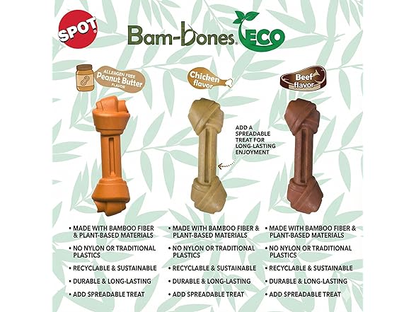 SPOT Bam-Bones Eco Knotted Bone, Beef Flavor