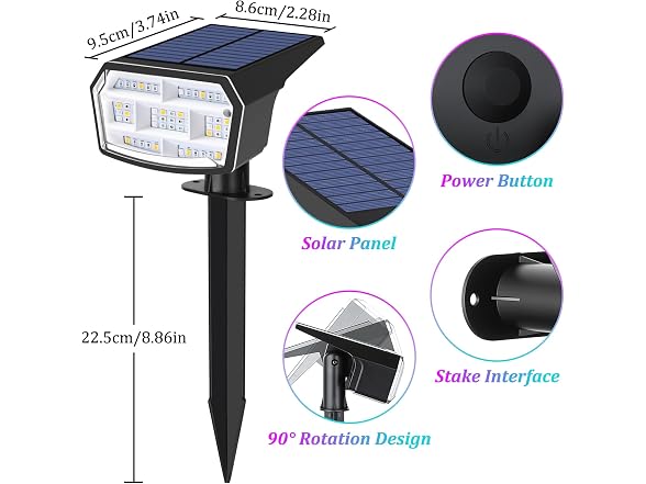 BesLowe Official 6-Pack Solar Spot Light