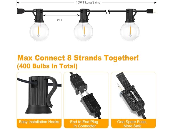 Bosceos 200FT G40 Globe String Lights