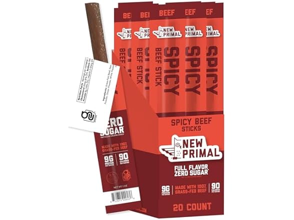 New Primal Spicy Beef Sticks, 20ct