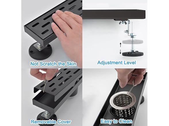 Fibetter 24 In Black Linear Shower Drain