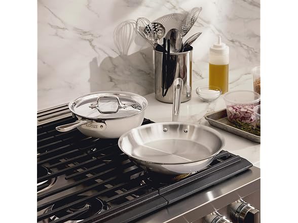 All-Clad Stainless Steel Cookware Saucier + 10” Fry Pan