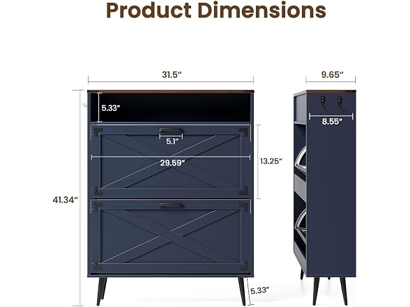 Shoe Storage Cabinet with 2 Flip Drawers