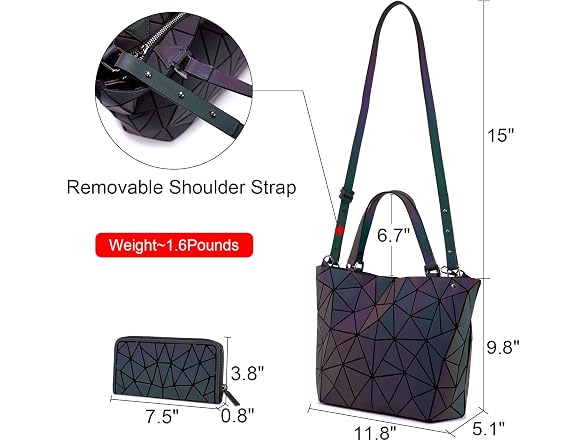 LOVEVOOK Geometric Luminous Purses and Handbags for Women Holographic Reflective Crossbody Bag Wallet Gifts for Women